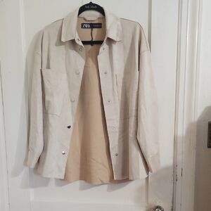 NWOT Zara Beige Shirt Jacket